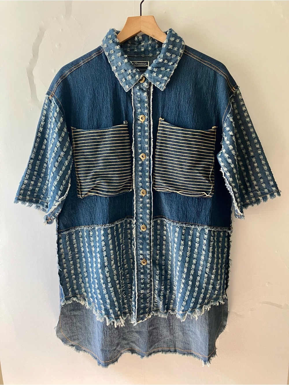 FIRMIANA Denim Stripe Short Sleeve Tunic